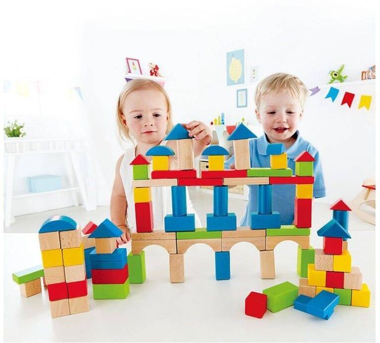 101 Cubes en bois colorés - Hape