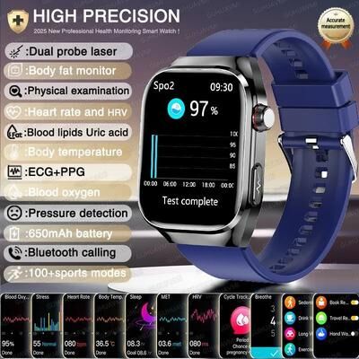 Uplift Picks BioTrack AI ECG Smart Watch Health Monitor Bluetooth Call blue scientific Diagnosis