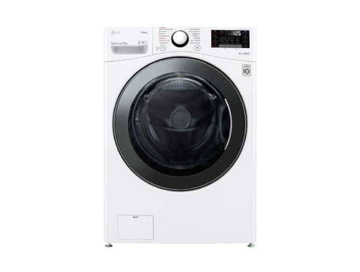 LG F11WM17TS2, Frontlader-Waschmaschine 17 kg, Klasse E, 1.100 U./Min., 70x77x99 cm, Turbowash 59 Minuten, 6 Motion DirectDrive, Wi-Fi, Weiß mit Chrom-Bullaugenring