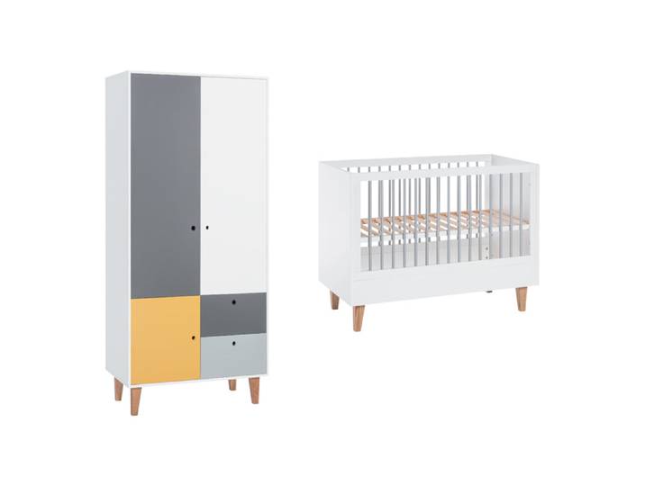 Lit bébé et Armoire Vox Concept Jaune