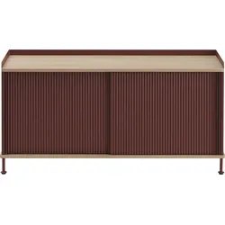 Enfold Schrank 124 cm Bordeauxrot mit Tischplatte aus Eiche