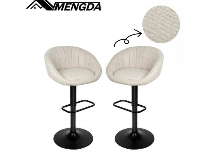 Lot de 2 Chaise Bar-MENGDA-Tabourets de bar de cuisine-Réglable en hauteur-Avec pieds en métal-Pour Ilot Central Cuisine Bar-Beige