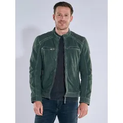 engbers Herren Lederjacke mit Stehkragen Grün regular uni Stehkragen - 62