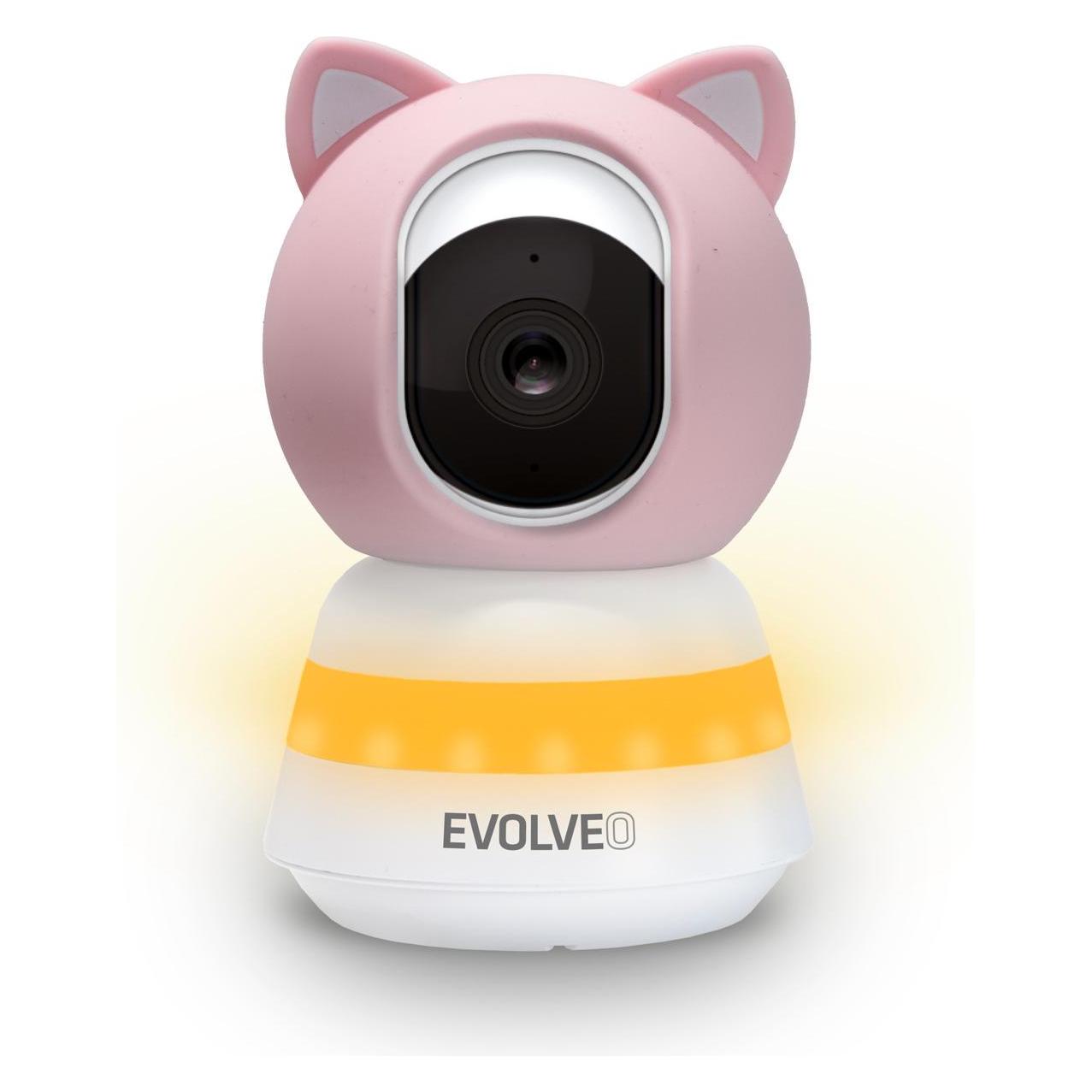 Evolveo Baby Monitor LUX- Chytrá 360° videochůvička s nočním viděním, detekcí pláče a pohybu, růžová (2055159658812)