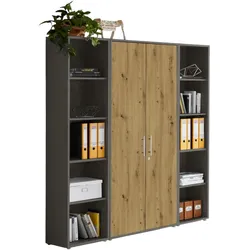moebel-dich-auf Aktenschrank TABOR 3 in anthrazit / Artisan Eiche, Schrankwand, Büroschrank, abschließbar, Metallgriffe