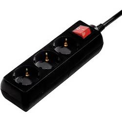 hama 00108816 Steckdosenleiste, 3-fach, mit Schalter, 3 m, Schwarz
