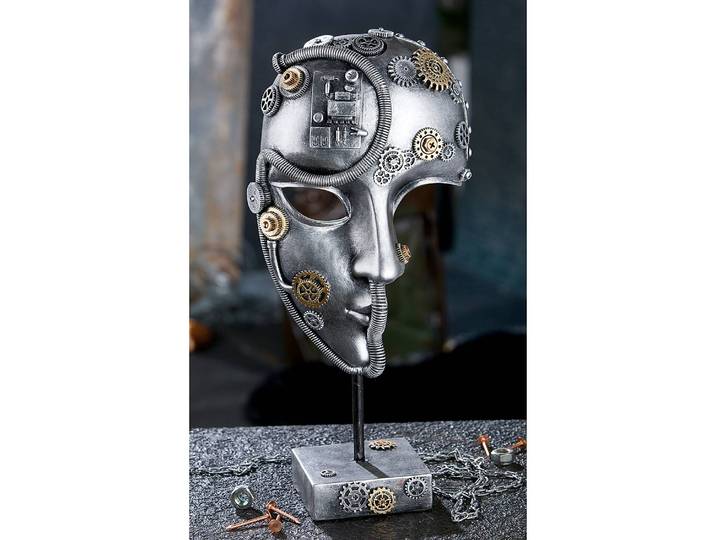 Skulptur Steampunk Face 17 x 36 x 11cm Silber