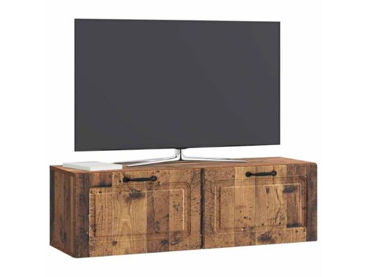 GKHPYURE TV-Schrank für die Wand, antikes Holz, 98 x 31 x 30 cm Entertainment-Center mit Regalen, 2 Türen, Kabelmanagement, platzsparendes Design