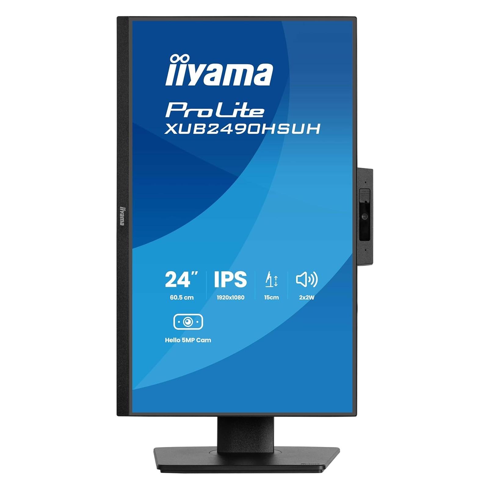 iiyama 60.5cm (23,8") XUB2490HSUH-B2 16:9 HDMI+DP WebCam (1920 x 1080 Pixel, 23.80") (XUB2490HSUH-B2)