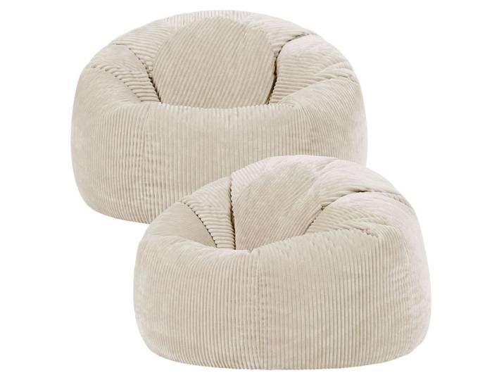 Lot de 2 poufs velours côtelé beige galet