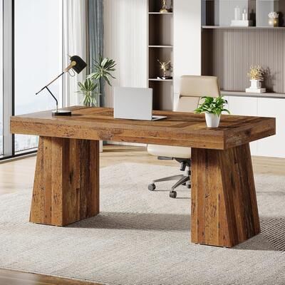 Bluebell 55 Inches Executive Desk with Double Trapezoid Base for home office