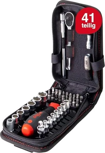 Wiha Steckschlüssel- und Bit-Satz 1/4", 40-teilig (mit Ratsche und Steckgriff)