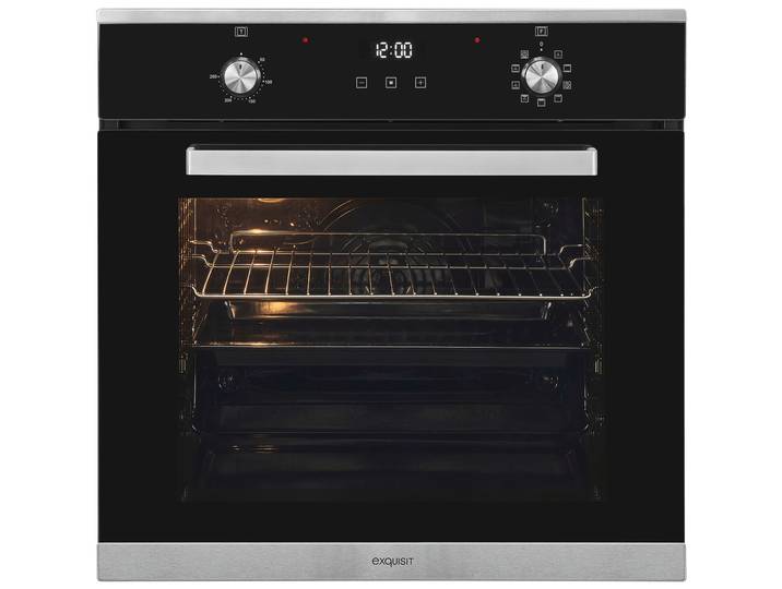 EXQUISIT Backofen EBE76-9-H-020 , Energieeffizienz: A, silber (silberfarben), B:59,5cm H:59,5cm T:56,7cm, Backöfen, Pizzafunktion – ideal für Pizza, Focaccia und mehr, Backofen