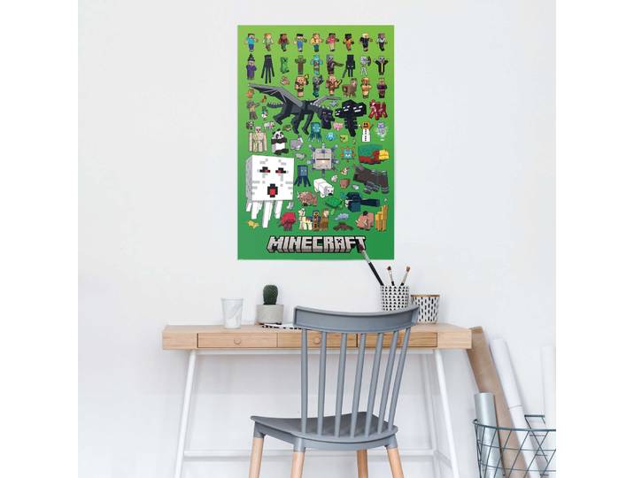 Affiche Minecraft personnages Papier Vert 61 x 92 x 0cm