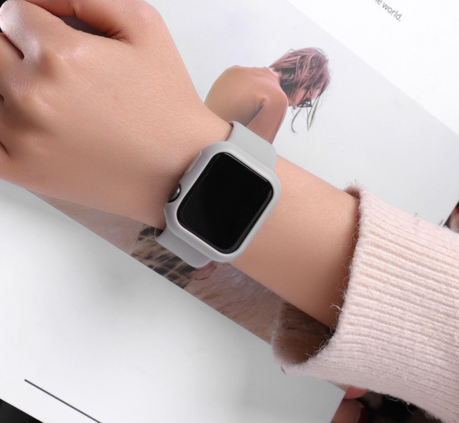DrPhone FC2 Case voor Apple Watch 44mm - Kras- en schokbestendig TPU hoesje - Grijs