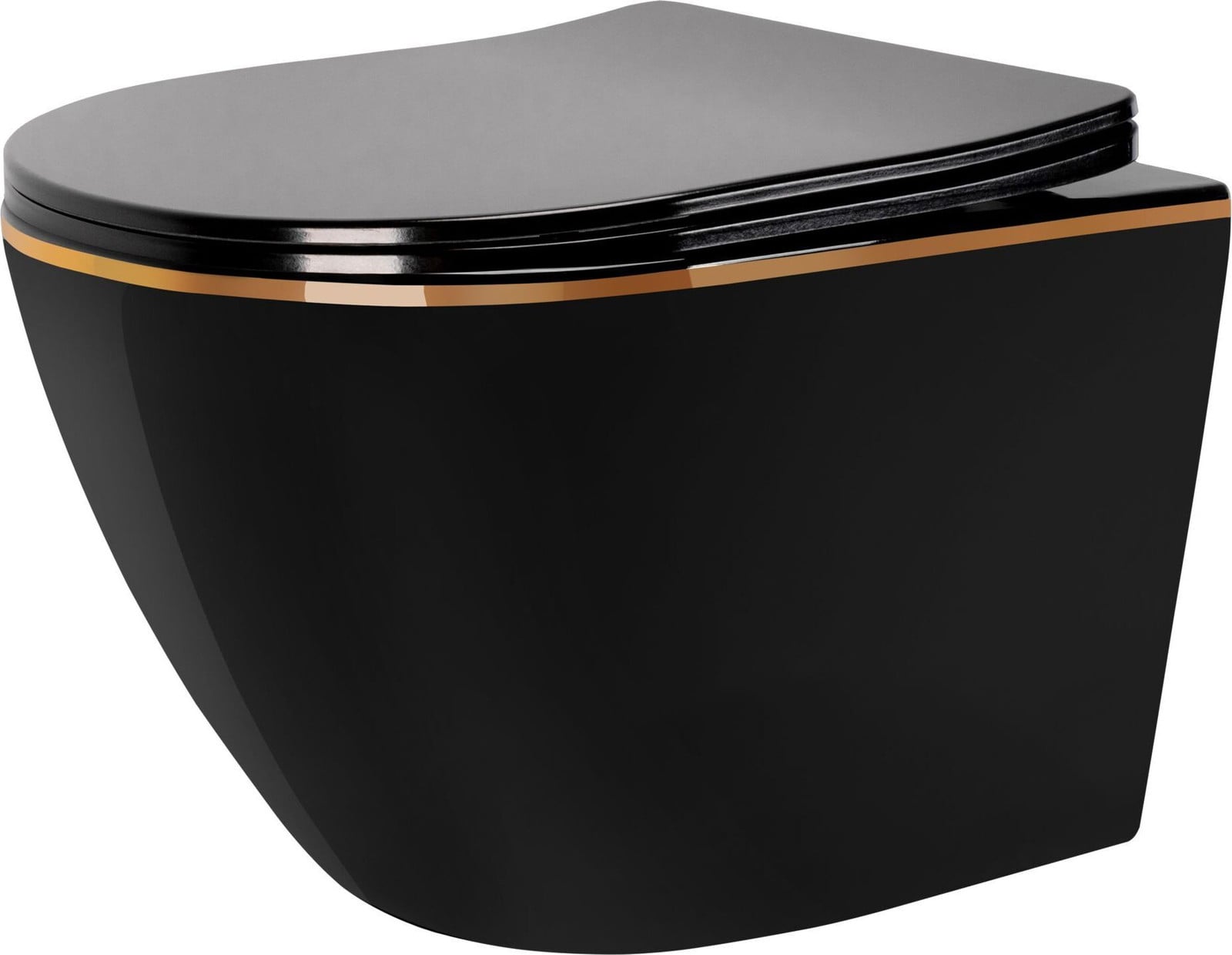 Rea Hangend Toilet Carlo Mini Flat Black Gold Edge