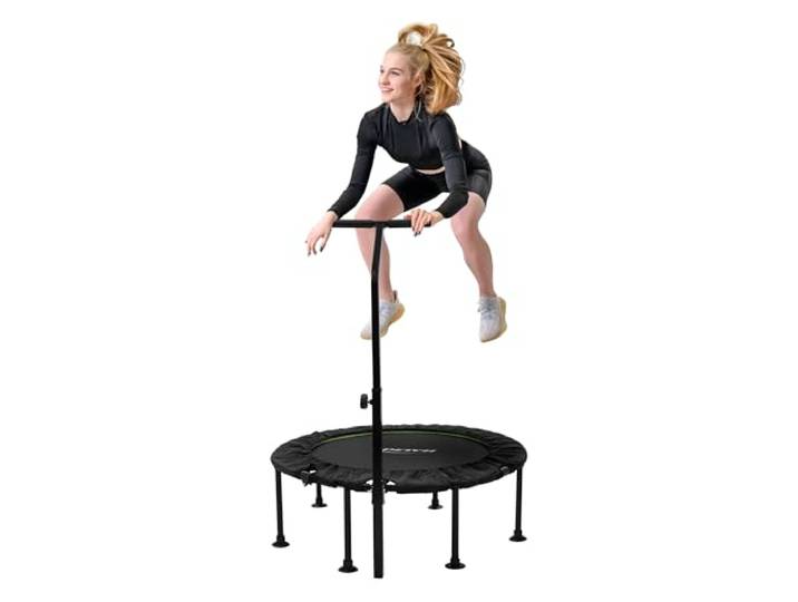 Hauki Fitness Trampoline Indoor Groen Ø102 cm Opvouwbare Stil Springtrampoline met Verstelbare Handgreep Mini Rebounder Trainingsapparaat Bungee Jump Trampoline voor Workout Oefeningen Volwassenen