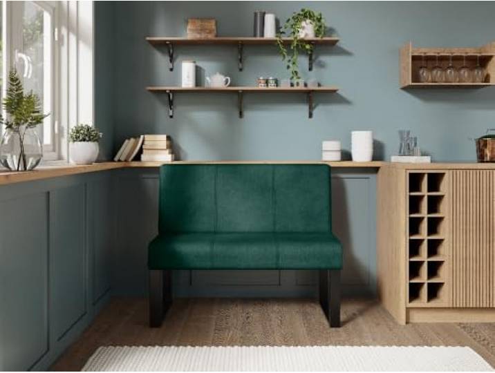 JKG Meble Essbank fur Kuche - Sitzbank Esszimmer - Modern Esszimmerbank Küche - Stoff Velours - gepolsterte Küchensofa - Grün - 100cm