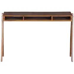 Schreibtisch Compartment 120cm Akazienholz, modern retro, Braun, mit 3 Fächern