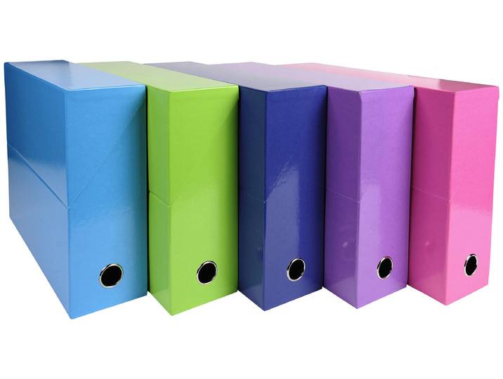 Exacompta Boîte de classement 25,5 x 34 cm Iderama - Dos 9 cm - Coloris assortis - Lot de 5
