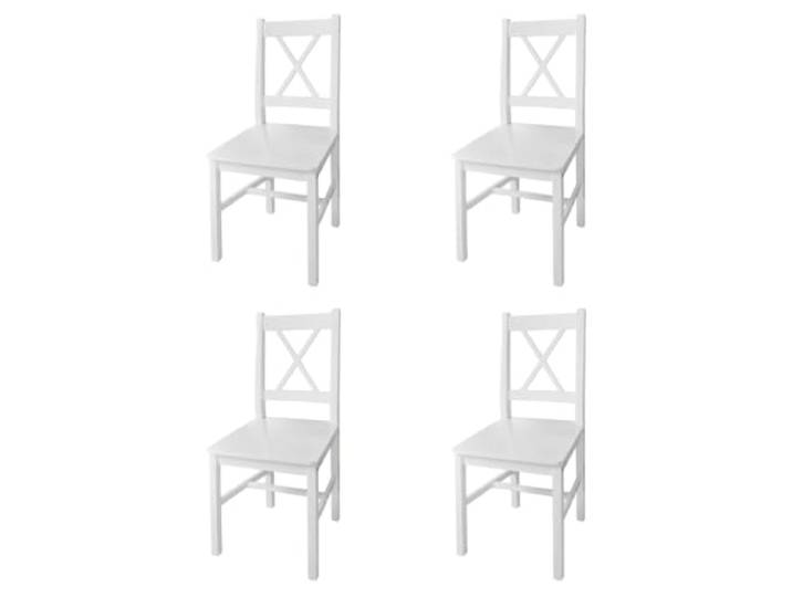 Coespram Esszimmerstühle 4er Set Küchenstühle Weiß Kiefernholz Stabile Holzstühle aus Kiefer für Küche und Wohnbereich, ergonomische Rückenlehne, leicht zu reinigende Lackierung.