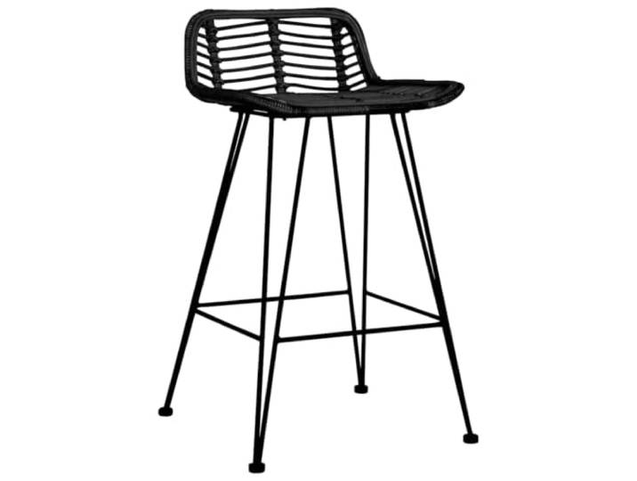 HGPOTUY Barhocker 2 STK. Schwarz Rattan Naturrattan, Metallbeine, max. 110 kg, leicht zu montieren, Küche, Wohnzimmer