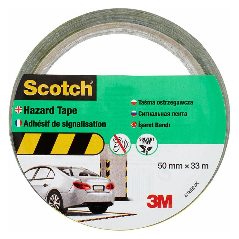 Scotch 3M Premium Black Yellow Adhesive Hazard Warning Tape 50mm 2" x 33m (54119206)