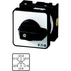 Eaton 022251 Spannungsmesserumschalter, T0, 20 A, Zentraleinbau, 3 Baueinheit(en), Kontakte: 6, 60 °, rastend, ohne 0-Stellung, Phase/Phase-Phase/N