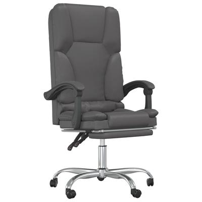 vidaXL Bürostuhl mit Massagefunktion Grau Kunstleder