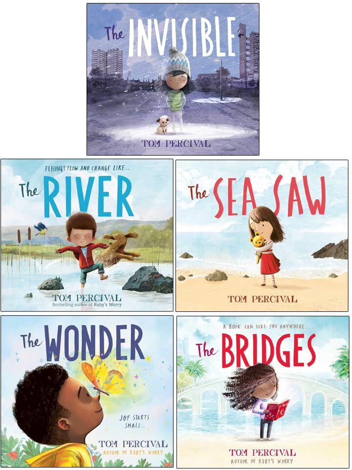 SIMON & SCHUSTER Tom Percival 5 Books Collection set (The Sea Saw, The Invisible, The River, The Wonder & The Bridges)