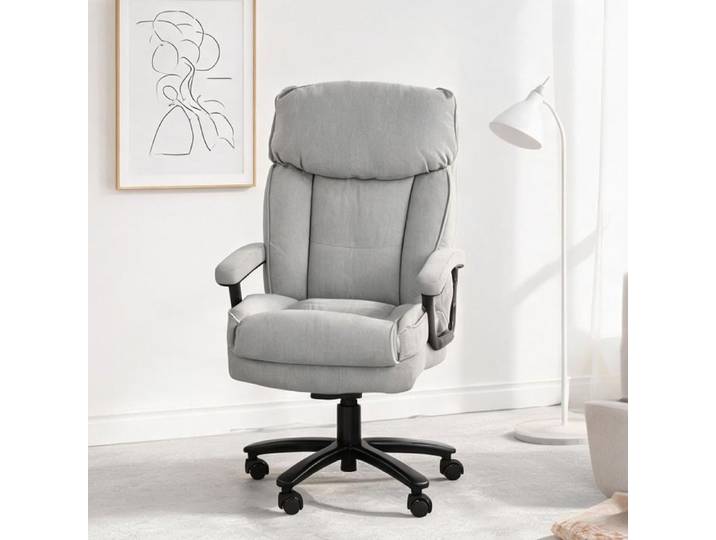 Fauteuil de bureau grand format gris chiné polyester 200 kg 79x68.5x125 cm