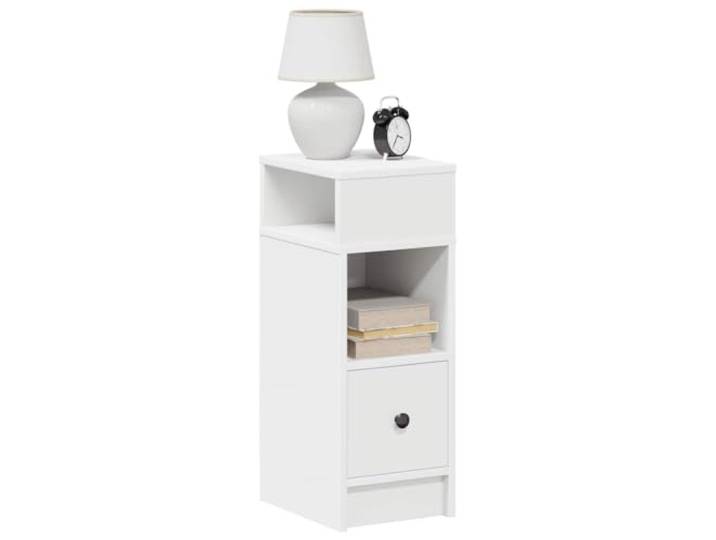 HEFZGDB Nachttische 2 STK. mit Schublade Weiß 25x31x66 cm Holzwerkstoff Stauraum Schublade offene Fächer Schlafzimmer Möbel langlebig robust pflegeleicht