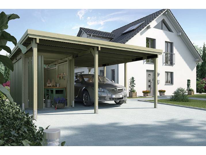 Weka Carport 607 mit Geräteraum 5.8 × 4.8 m