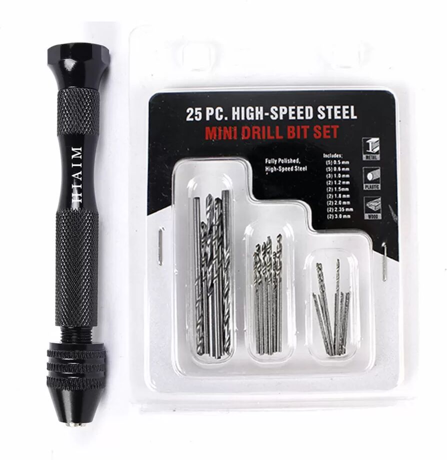 INF Jeu de 25 mini-forets en acier rapide de 0,5 à 3,0 mm