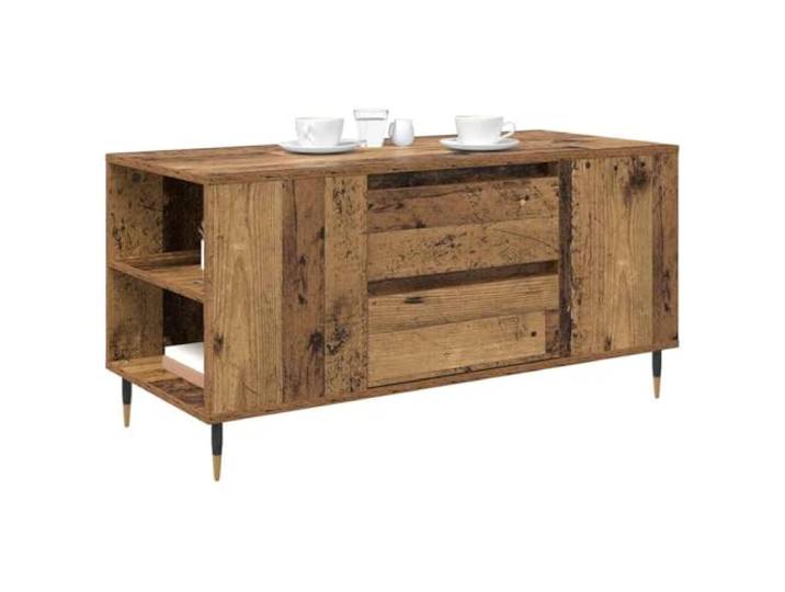 KTHLBRH Couchtisch aus altem Holz, 102 x 44,5 x 50 cm Integrierte Aufbewahrung, minimalistisches Design, hochwertige Materialien, für modernes Wohnzimmer