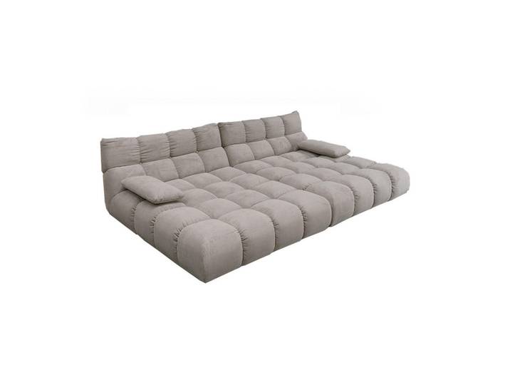 Kawola BIG Sofa Vivien Grau Cord, Kunststoff, Echtholz, Füllung: Kaltschaum, 296x85x178 cm, Wohnzimmer, Sofas & Couches