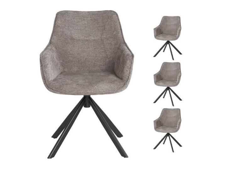 bene living Loungesessel San Carlo - drehbar - hellgrau (4-St., 4er Set), schwarzes Metall-Gestell - bequeme Arm- und Rückenlehne