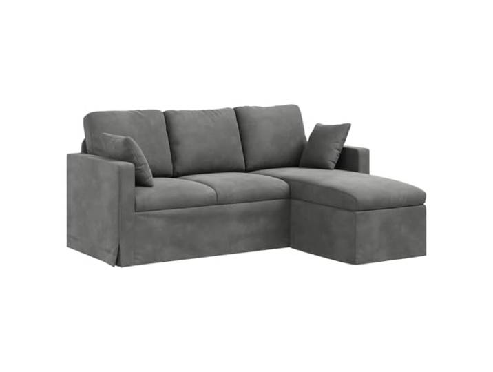 PUGYNBK Dunkelgraues Sofa aus Samt mit Metallrahmen, 178 x 134 x 80 cm Armlehnen aus Holz, Füße aus Kunststoff, Schaumstoff-Füllung, Verwendung im Wohnzimmer oder Schlafzimmer