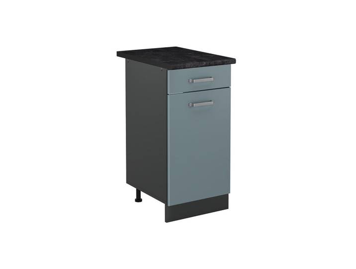 Vicco Küchenunterschrank R-Line, Blau-Grau/Anthrazit, 40 cm Arbeitsplatte Anthrazit, Blaugrau, Anthrazit, Holzwerkstoff, 1 Fächer, 1 Schubladen, Rechteckig, 40x81.6x60 cm, Küchen, Küchenmöbel, Küchenschränke, Küchenunterschrank