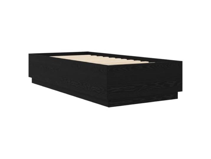 KTHLBRH Bett Eiche Schwarz 80 x 200 cm Technisches Holz, feste Latten, platzsparend, Unterstützung 140 kg