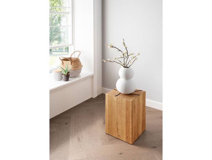 Massiver Beistelltisch 46cm Holz/Braun