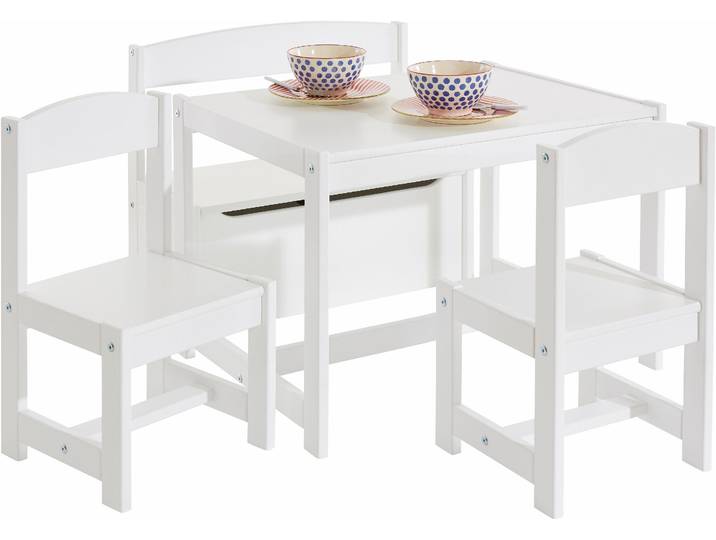 Kindersitzgruppe HOPPEKIDS MATHILDE , weiss (weiß), Sitzmöbel-Sets, Kindersitzgruppe, mit 2 Stühlen, Tisch & Bank mit Stauraum
