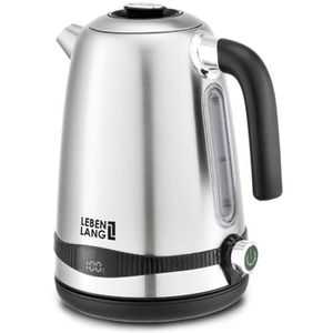 LEBENLANG Wasserkocher LBE2662, silber, 1,7 Liter, 2200 Watt, mit Edelstahlgehäuse