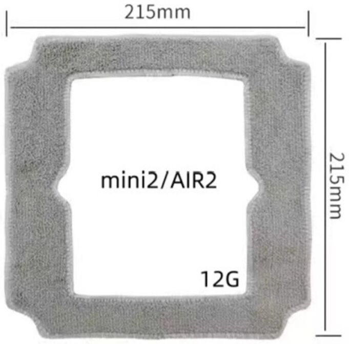 INF Chiffon de nettoyage pour vitres compatible avec Ecovacs Winbot mini2 et AIR2 - Microfibre de remplacement, gris, 21.5cm x