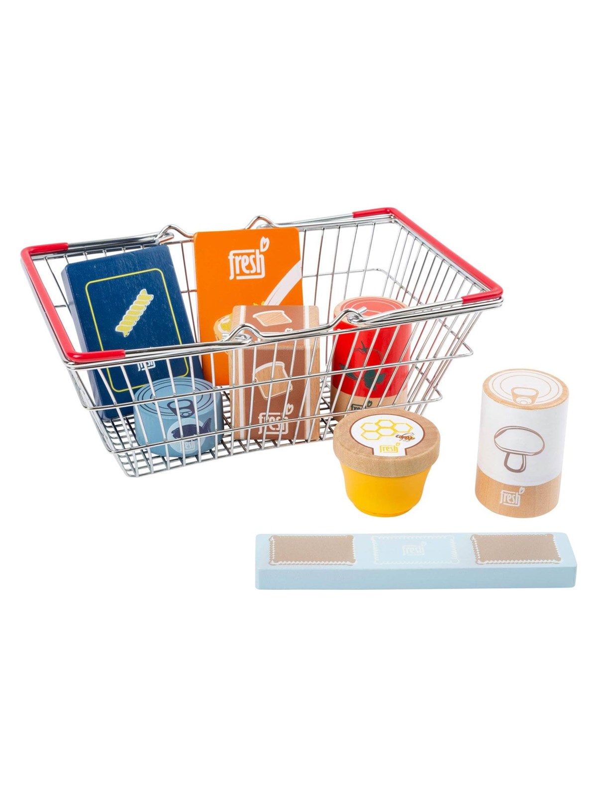 Small Foot - Wooden Play Food in Shopping Basket