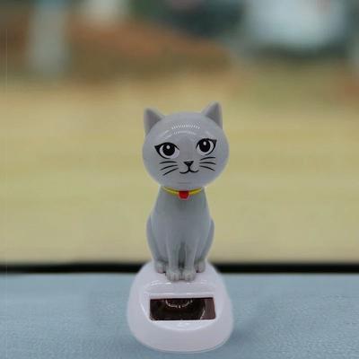 Uplifted Finds Solar Powered Shaking Head Cat   Creative Cartoon Interior Car Decoration & Automotive Gift gray