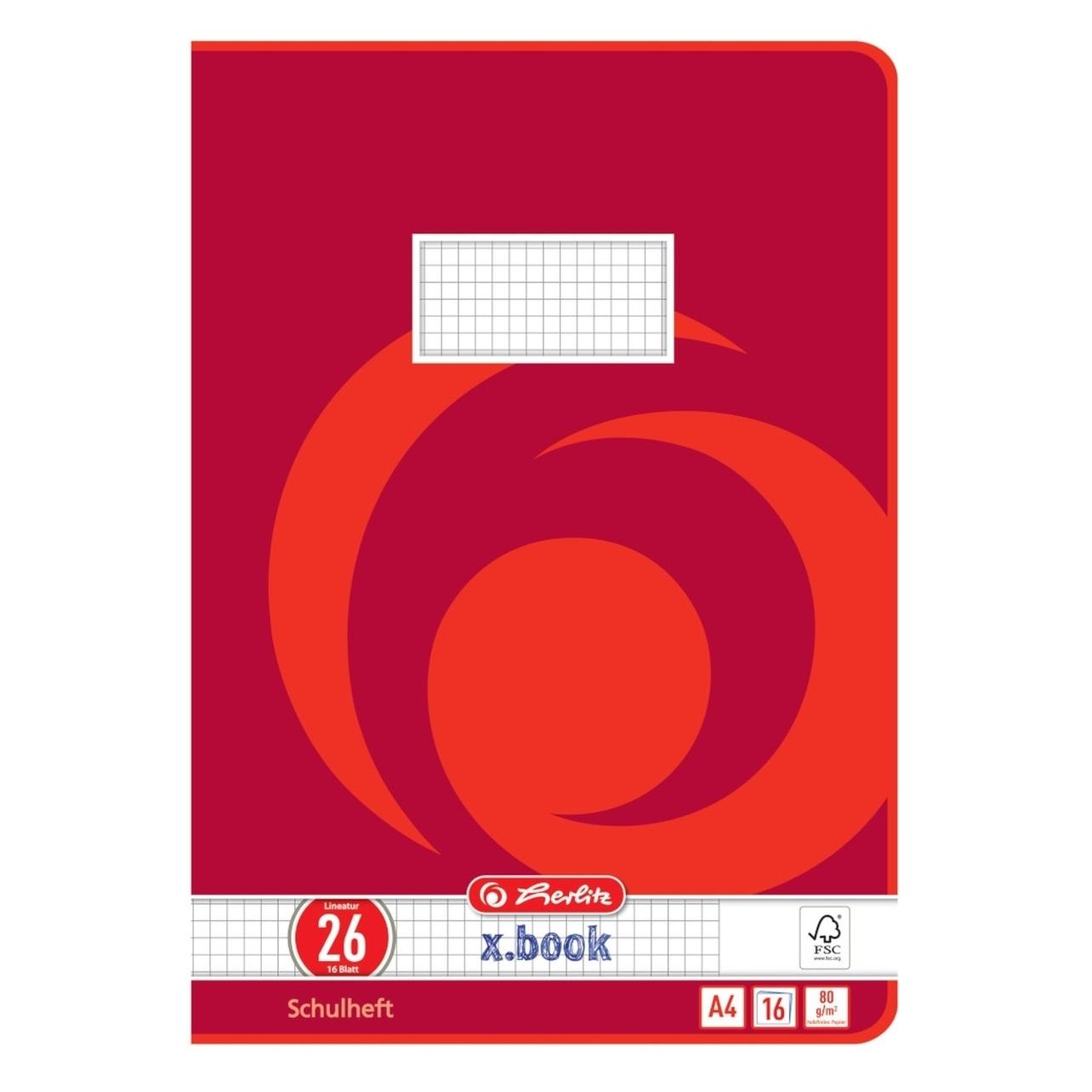 Herlitz Schulheft X-Book, DIN A4, Lineatur 26 (A4, Kariert) (3322609)