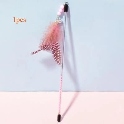 Uplift Essentials Retractable Feather Interactive Cat Teaser Wand pink