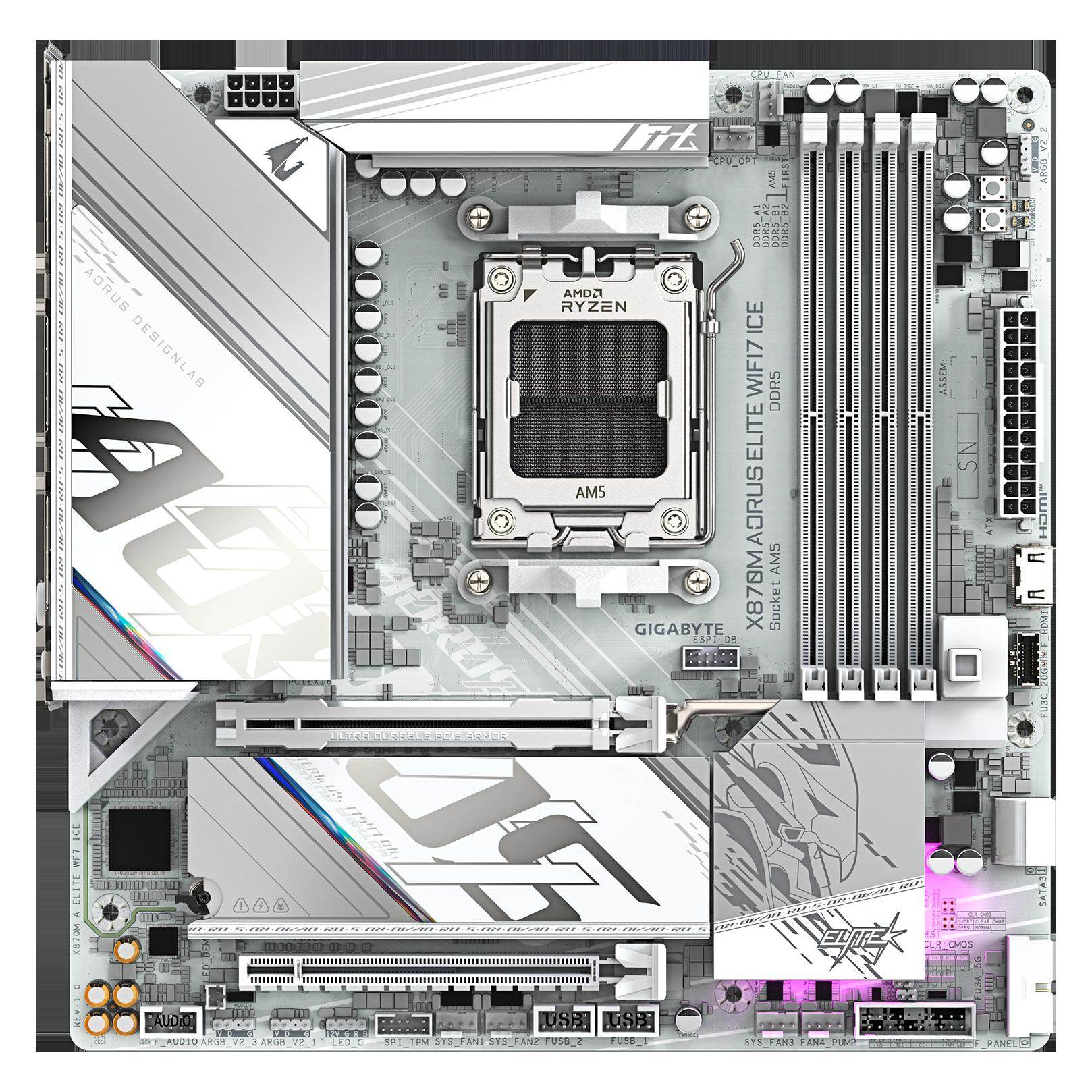 Gigabyte X870M A Elite WF7 ICE (AM5, AMD X870, mATX) (X870M A ELITE WF7 ICE)