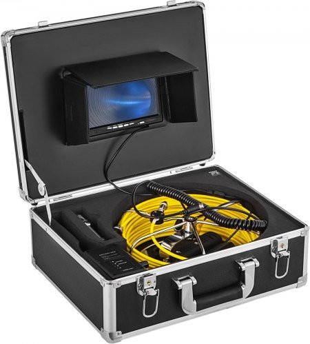 VEVOR rioolinspectiecamera met 50m slang, 7-inch touchscreen monitor, IP68 waterdichte industriële endoscoop met 12 LED's en nachtzicht